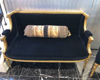 Velvet upholstered settee