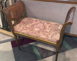 Antique Louis XV style cane bench