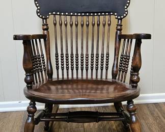 Spindle Rocker w/ Black Leather Headrest