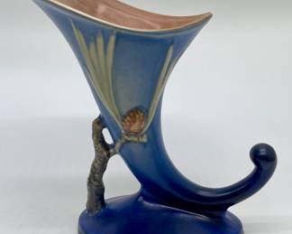 Vintage Roseville Pottery Foxglove Cornucopia Vase 1/2