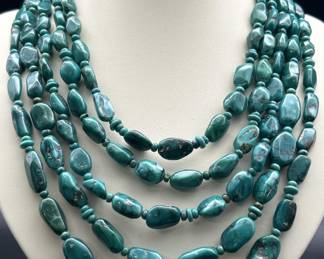 Sterling Silver & Turquoise Helen Tsosie Multiple Strand Necklace