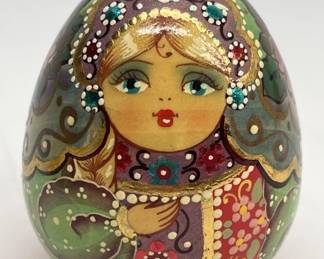 Hand Painted Wooden Ukrainian Egg