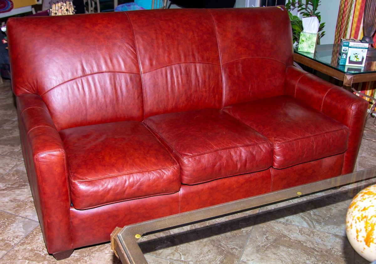 Vibrant leather loveseat