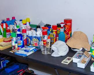 Various household cleaning products 