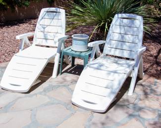White simple outdoor loungers 