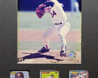 Certified Nolan Ryan 8X10 Photo w 3 Nolan Ryan
Baseball Cards Matted. 12 X 16"