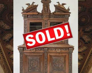 French Renaissance Continental Carved Walnut Cupboard