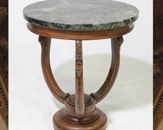 Empire Mahogany Round Marble Top Accent Table