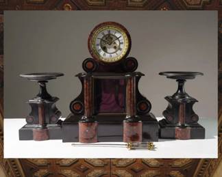 Napoleon III Mantle Clock with Garnitures