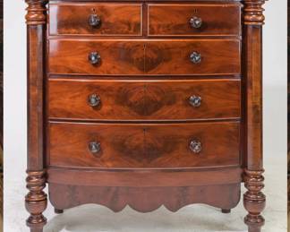 Welsh Bow Front Mahogany Chest