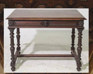 French Henry II Oak Writing Table c. 1890