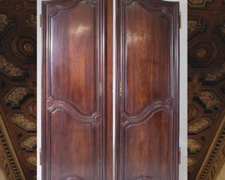 Large Mahogany French Armoire Doors