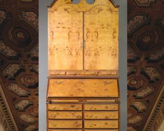 Monumental Burled Wood Secretary Bookcase/Desk