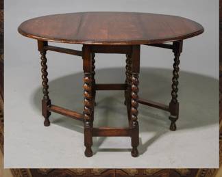 Gorgeous British Oak Barley Twist Drop Leaf Table