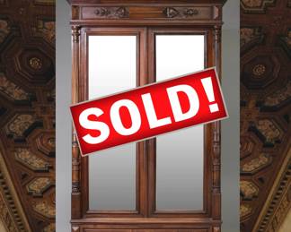 French Henry II Double Door Mirror Armoire