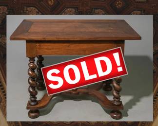 French Louis XIII French Twist Walnut Table
