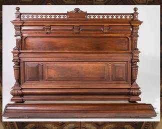 French Henry II Walnut Bed with Rails