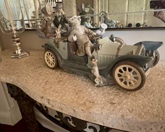 Lladro ~~~ Very Large Sculpture ~~~
“Family Touring Car”
Excellent shape ~~~ just a few minute nips to flowers~~~ remarkable 