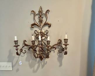 Large pair of wall sconces, candelabra style
