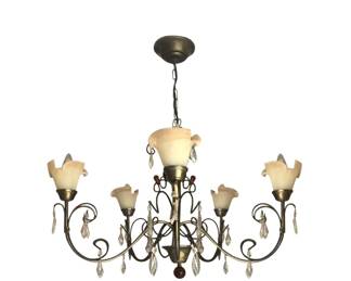 Calla Lily chandelier with clear and amber crystals