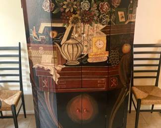 Tall painted storage cabinet