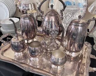 Silver Plate on Copper Tea Service Set