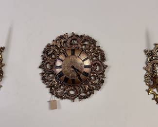 Syroco 8 Day Clock and Sconces