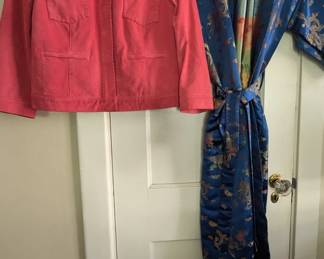 Women's suede pink jacket perfect for Wednesdays. Barbie and Mean Girls would approve. Robe made for lounging.
