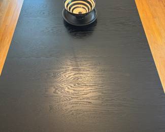 A.B.J. Black Teak Dining Table Made in Denmark (43"W x 28-1/2"H x 43-1/2"L with 2 Leaves 17-1/2"L each)