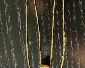18K Gold Necklace with 18K Gold & Diamond Pendant
