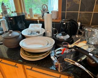 Loads of Kitchen Appliances, Pots, Pans & Dishes