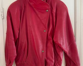 Women's Nordstrom Vintage Red Leather Jacket Size PS