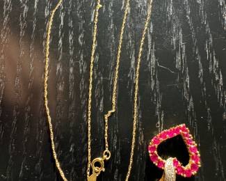 14K Gold Necklace with 10K Gold Heart Pendant