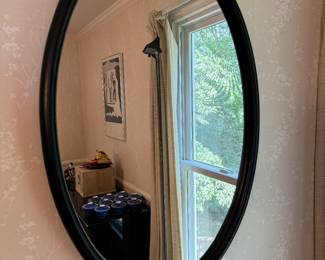 Black Teak Oval Mirror Made in Denmark (36"H x 24"W)