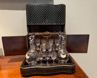 Antique French Tantalus Liquor Cabinet