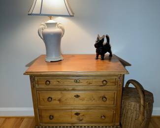 Antique Pine 3 Drawer Dresser (31"W x 29"H x 19"D)