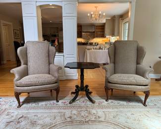 Antique Wing Back Chairs Newly Reupholstered 