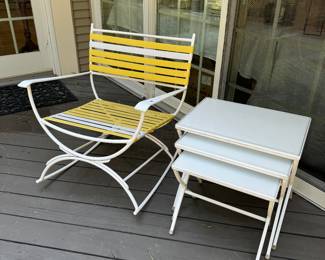 Vintage Mid-Century Patio Rocker (Excellent Condition) with Matching Nesting Tables