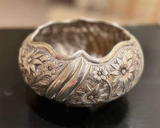 Coin Silver Floral Motif Bowl