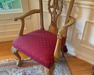 Antique Clawfoot Upholstered Seat Dining Chairs (2 Armchairs, 6 Side Chairs)