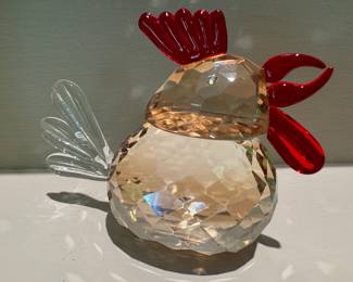 Oleg Cassini Crystal Rooster Paperweight