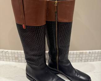 Women's Cole Haan Black & Brown Leather Boots Size 6.5