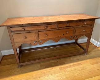 Antique Pine 5 Drawer Sideboard (20"D x 65"W x 33"H)
