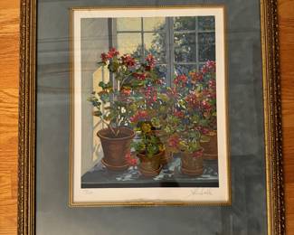 Framed Serigraph "Geranium" Signed John Powell 130/350
