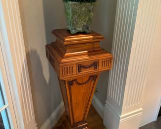 20th Century French Empire Mahogany Pedestal Plant Stands (pr)(12"W x 12"D x 35"H)