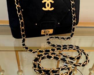 Chanel Quilted Suede & Leather Handbag