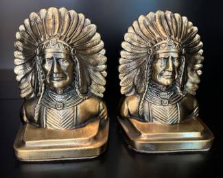 Bronze Native American Chief Bookends