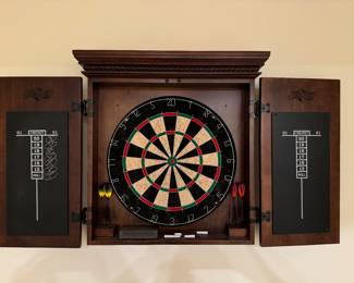 American Heritage Dart Board with Close-able Scoreboard