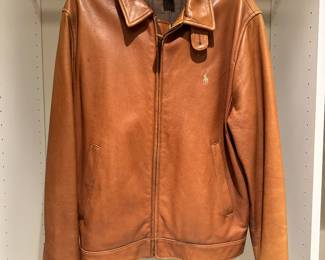 Men's Polo by Ralph Lauren Soft Brown Leather Jacket Size M