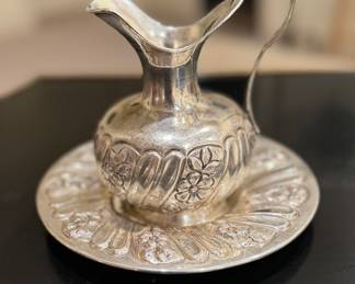 Coin Silver Pitcher with Matching Coin Silver Dish